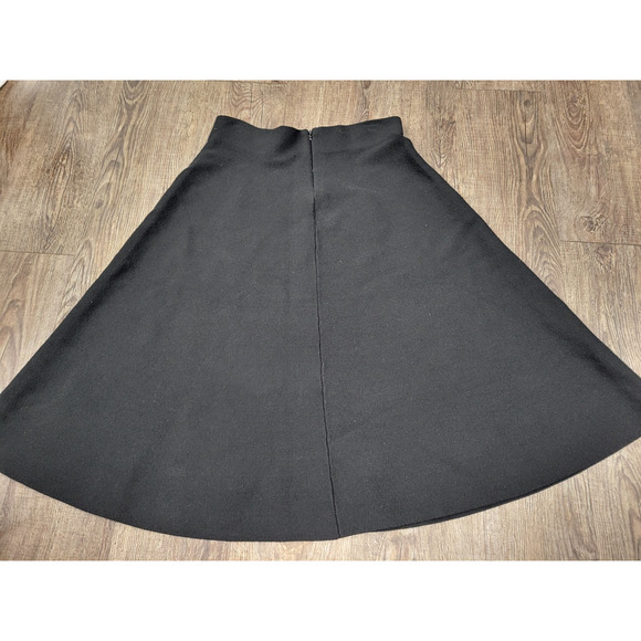 Catherine Maladrino Solid Black Knit Skirt Wool Blend Size Medium - Picture 3 of 3